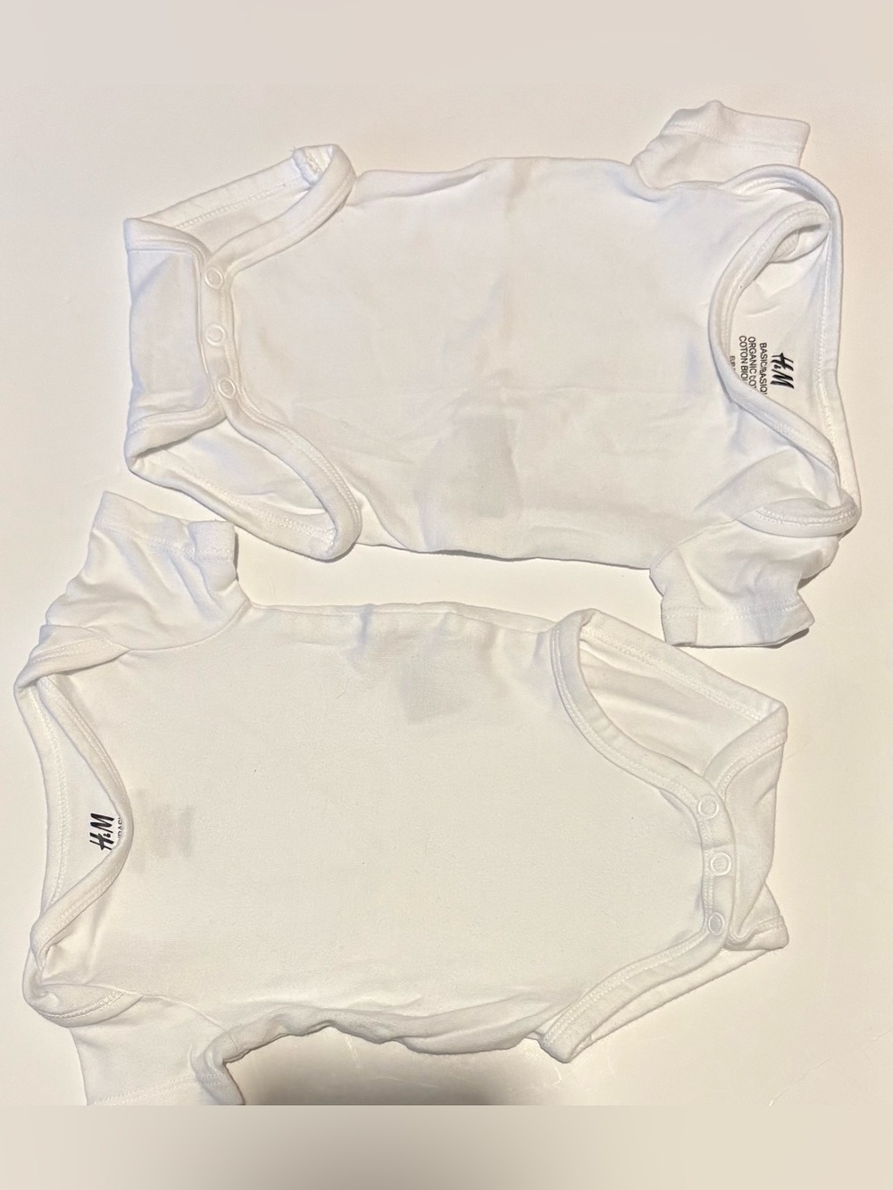 Two Newborn organic white cotton onesies baby clothes clothing onesie